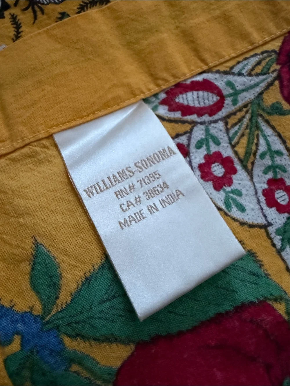 Vintage Williams Sonoma Floral Tablecloth 70x108 Yellow French Country Cottage